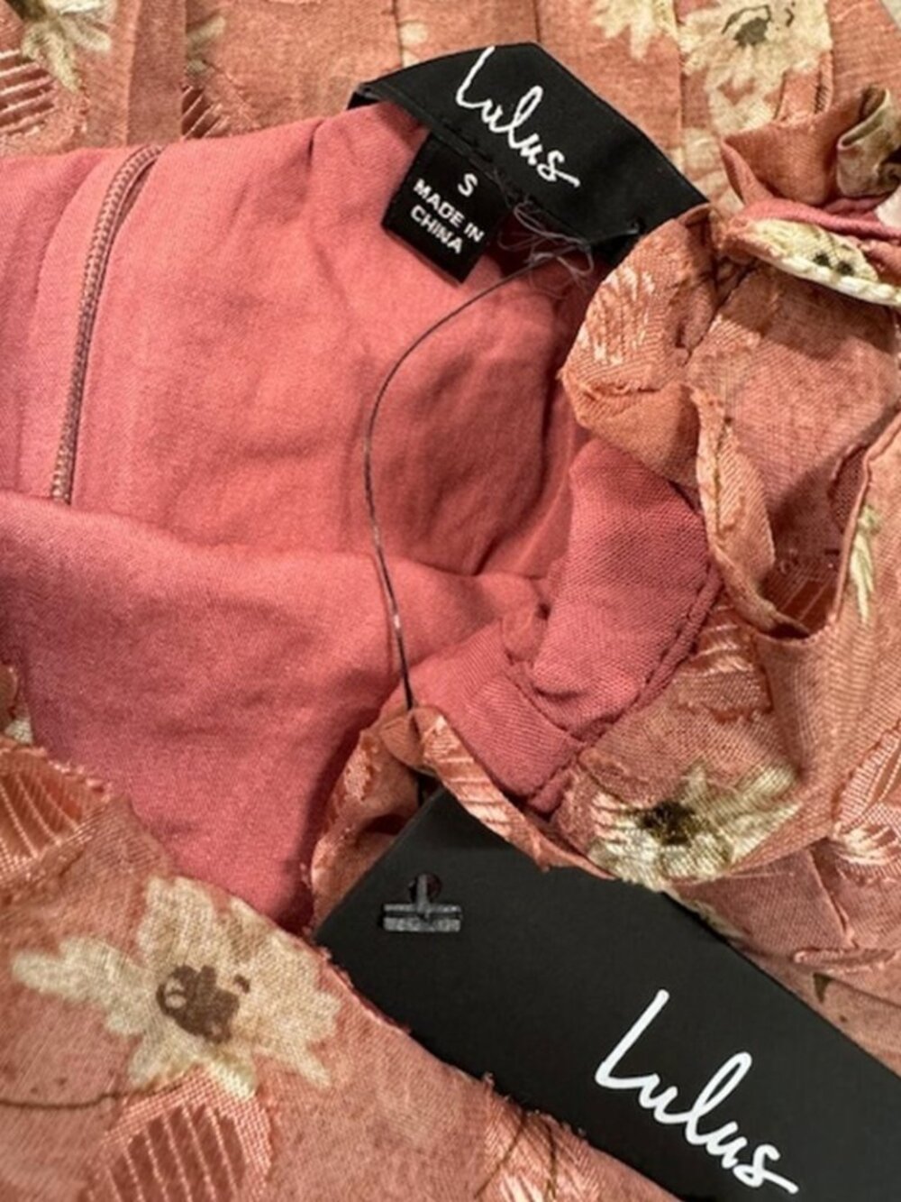 NWT Lulus Terrace Views Mauve Pink Floral Print Tiered Midi Dress (size S) - Picture 6 of 9